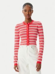 Tommy Jeans Kardigan DW0DW22314 Czerwony jasny Slim Fit. Czerwone swetry Tommy Jeans, xs, bez wzorów, z bawełny, bez ramiączek. Za 409.99 zł.