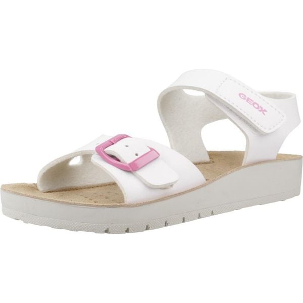 Sandały GEOX J SANDAL COSTAREI GI Biały. Białe sandały Geox, bez wzorów, z syntetyku, bez obcasa, bez zapięcia. Za 183.99 zł.
