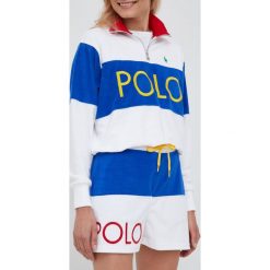 Polo Ralph Lauren szorty damskie kolor biały wzorzyste high waist. Białe szorty Polo Ralph Lauren, bez wzorów, z dzianiny. Za 549.99 zł.