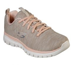 Buty do chodzenia damskie Skechers Graceful Twisted Fortune. Brązowe buty treningowe Skechers, na lato, bez wzorów, z materiału, bez zapięcia, trekkingowe. Za 278.00 zł.