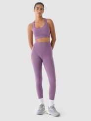 4F Legginsy treningowe bezszwowe z wysokim stanem damskie - fioletowe XS/S. Fioletowe legginsy 4f, s, bez wzorów, z dzianiny, z podwyższonym stanem, na fitness i siłownię. W wyprzedaży za 59.99 zł.