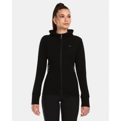 Damski sweter z wełny merynosów z kapturem Kilpi WOLIE-W. Czarne swetry Kilpi, l, bez wzorów, z wełny, sportowe, bez ramiączek. Za 339.43 zł.
