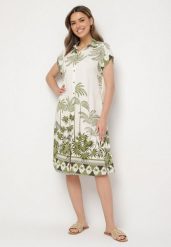 Zielona Koszulowa Sukienka Oversize z Wiskozą Folassa. Zielone sukienki Born2be, na co dzień, l, bez wzorów, z wiskozy, eleganckie, bez kołnierzyka, bez ramiączek, midi, koszulowe. W wyprzedaży za 76.49 zł.