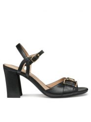 Geox Sandały D New Eraklia 80 D55RPA 000TU C9999 Czarny. Czarne sandały Geox, bez wzorów, ze skóry, bez obcasa, na słupku, bez zapięcia. Za 619.99 zł.
