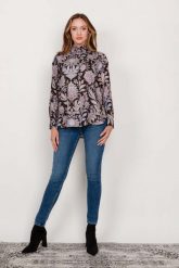 Koszula Damska o Swobodnym Kroju - Kwiaty. Czarne koszule Lanti, l, bez wzorów, z materiału, bez kołnierzyka, bez ramiączek. Za 209.90 zł.