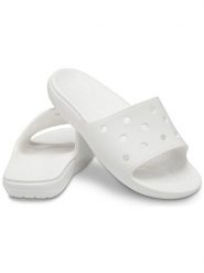 Crocs Klapki "Classic" w kolorze białym rozmiar: 38/39. Białe klapki Crocs, bez wzorów, klasyczne, z otwartym noskiem, bez obcasa, bez zapięcia. Za 83.42 zł.