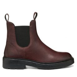 Sztyblety Geox. Czarne botki Geox, bez wzorów, bez obcasa, na płaskiej podeszwie, bez zapięcia. Za 499.99 zł.