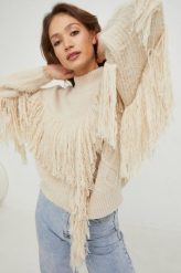 Answear Lab sweter z wełną damski kolor beżowy ciepły z półgolfem. Brązowe swetry Answear Lab, m, bez wzorów, z wełny, bez ramiączek. W wyprzedaży za 187.99 zł.