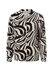 More & More Bluzka damska Kobiety wiskoza biały|czarny wzorzysty, 38. Białe bluzki More & More, bez wzorów, z wiskozy, bez kołnierzyka, bez ramiączek. Za 339.95 zł.