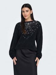 ONLY Sweter w kolorze czarnym rozmiar: L. Czarne swetry ONLY, l, bez wzorów, ze splotem, bez ramiączek. Za 101.23 zł.