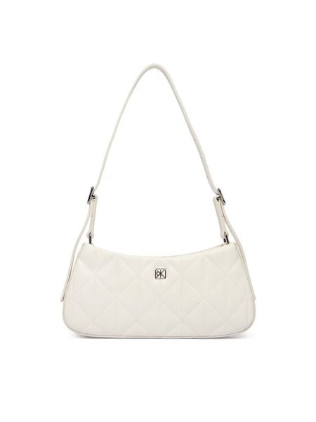 Calvin Klein Torebka Quilted Sm Shoulder Bag LV04F3327G Biały. Białe torebki klasyczne Calvin Klein, bez wzorów, ze skóry, bez dodatków. Za 489.99 zł.