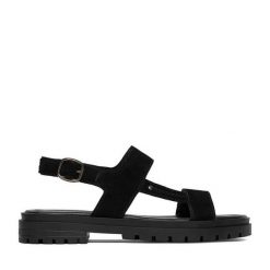 Sandały Lasocki. Czarne sandały Lasocki, bez wzorów, bez obcasa, na płaskiej podeszwie, bez zapięcia. Za 169.99 zł.