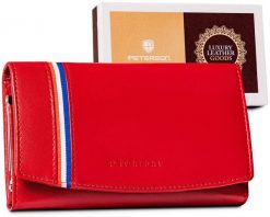 Portfel skórzany Peterson PTN RD-31-GCL czerwony. Czerwone portfele Peterson, bez wzorów, ze skóry. Za 80.00 zł.