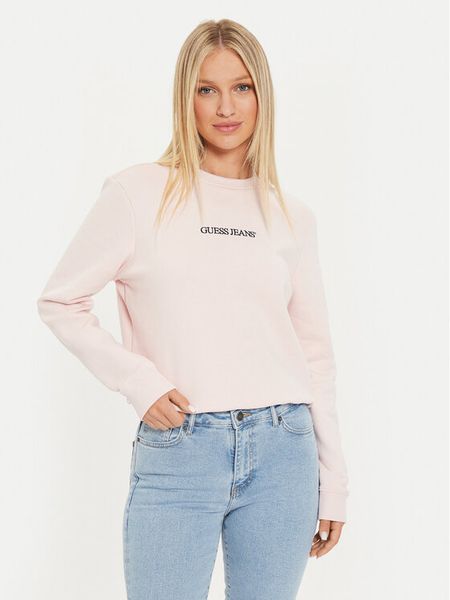 Guess Jeans Bluza W4YQ10 KC811 Różowy Classic Fit. Czerwone bluzy Guess Jeans, l, z aplikacjami, z bawełny, bez kaptura. Za 209.99 zł.