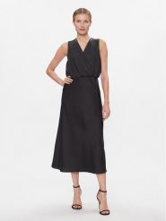 DKNY Sukienka koktajlowa P3JBNV06 Czarny Regular Fit. Czarne sukienki DKNY, bez wzorów, z syntetyku, wizytowe, bez kołnierzyka, bez ramiączek. Za 239.99 zł.