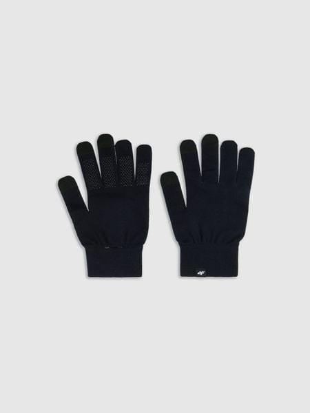 4F Rękawiczki dzianinowe Touch Screen uniseks - czarne S/M. Czarne rękawiczki 4f, bez wzorów, z dzianiny. Za 29.99 zł.