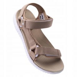 Sandały turystyczne dla kobiet Hi-tec Apodis. Brązowe sandały Hi-tec, bez wzorów, sportowe, bez obcasa, bez zapięcia. Za 99.99 zł.