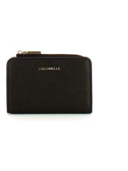 COCCINELLE Skórzany portfel w kolorze czarnym - 13 x 8,5 x 4 cm rozmiar: onesize. Czarne portfele Coccinelle, bez wzorów, z materiału. Za 335.38 zł.