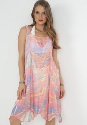 Fioletowa Sukienka Plażowa z Siateczką i Wzorem Tie-Dye Raby. Czerwone sukienki Born2be, na plażę, w ażurowe wzory, z dzianiny, wakacyjne, z asymetrycznym kołnierzem, bez ramiączek, mini, asymetryczne. W wyprzedaży za 52.49 zł.