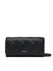 Calvin Klein Torebka Ck Woven Convertible Wallet Bag K60K612970 Czarny. Czarne listonoszki Calvin Klein, bez wzorów, ze skóry, bez dodatków. Za 259.99 zł.