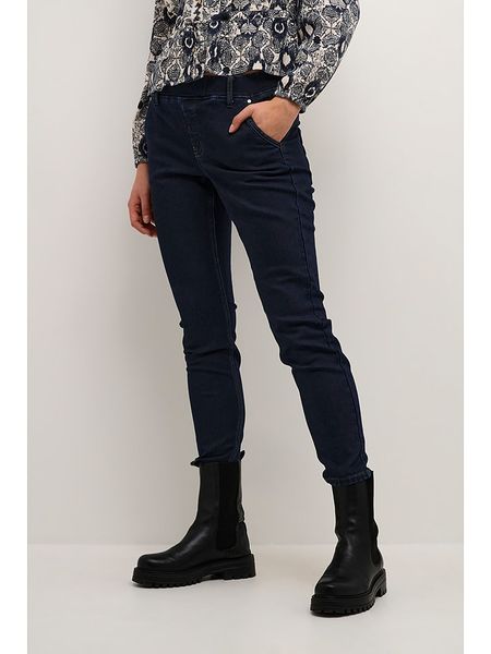 Cream Dżinsy - Slim fit - w kolorze granatowym rozmiar: XS/L30. Niebieskie jeansy Cream, l, bez wzorów, z tkaniny, z podwyższonym stanem. Za 96.60 zł.