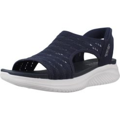 Sandały SKECHERS 119805S Niebieski. Niebieskie sandały Skechers, bez wzorów, z materiału, klasyczne, bez obcasa, bez zapięcia. Za 269.99 zł.