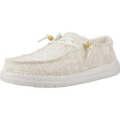 HeyDude Damskie Mokasyny Wendy Crochet Lace. Białe mokasyny Hey dude, bez wzorów, z materiału. Za 359.00 zł.