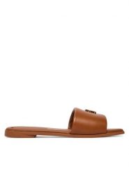 Tommy Hilfiger Klapki Th Logo Hardware Leather Mule FW0FW09292 Brązowy. Brązowe klapki Tommy Hilfiger, bez wzorów, ze skóry, bez obcasa, bez zapięcia. Za 369.99 zł.