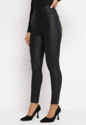Czarne Modelujące Spodnie Skinny z Imitacji Skóry Natividade. Czarne jeansy Born2be, uniwersalny, z aplikacjami, z jeansu, eleganckie. W wyprzedaży za 76.49 zł.