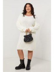 Curvy Lady Sukienka dzianinowa w kolorze białym rozmiar: 48/50. Białe sukienki Curvy Lady, na co dzień, bez wzorów, z dzianiny, klasyczne, bez kołnierzyka, bez ramiączek, midi, proste. Za 86.99 zł.