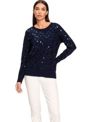 Heine Sweter w kolorze granatowym rozmiar: 40. Niebieskie swetry Heine, bez wzorów, bez ramiączek. Za 122.67 zł.