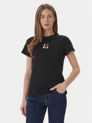 Guess Jeans T-Shirt W6GI45 K8HM0 Regular Fit. Czarne t-shirty Guess Jeans, xl, z aplikacjami, z bawełny, bez kołnierzyka, bez ramiączek. Za 135.99 zł.