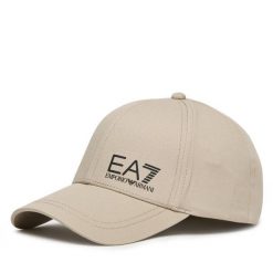 Czapka z daszkiem EA7 Emporio Armani. Brązowe czapki z daszkiem EA7 Emporio Armani, bez wzorów. Za 159.99 zł.