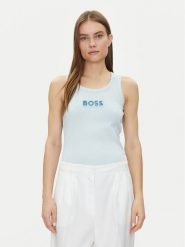 BOSS Top C-Ematite 50536985 Błękitny Slim Fit. Niebieskie topy Boss, m, bez wzorów, z bawełny, bez kołnierzyka, bez ramiączek. Za 199.99 zł.