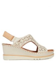 Pikolinos Sandały Aguadulce W3Z-1623C1 Biały. Białe sandały Pikolinos, bez wzorów, ze skóry, bez obcasa, na koturnie, bez zapięcia. Za 599.99 zł.