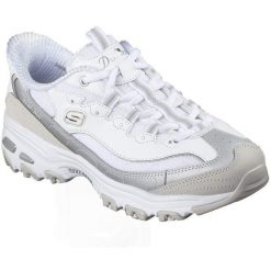 Buty sportowe damskie Skechers D Lites smooth Nostalgia. Białe buty treningowe Skechers, bez wzorów, ze skóry, bez zapięcia, na fitness i siłownię. Za 590.00 zł.