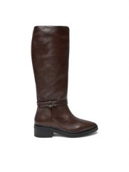 Calvin Klein Kozaki HW0HW02184 Brązowy. Brązowe kozaki Calvin Klein, bez wzorów, ze skóry, bez obcasa, na płaskiej podeszwie, bez zapięcia. Za 1,199.00 zł.