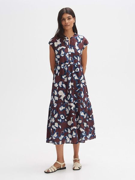 OPUS Sukienka w kolorze bordowo-niebiesko-kremowym rozmiar: 38. Brązowe sukienki Opus, bez wzorów, z bawełny, bez kołnierzyka, bez ramiączek, midi, rozkloszowane. Za 149.66 zł.