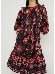 Blutsgeschwister Sukienka "Naughty but True amusement" w kolorze czarno-różowo-żółtym rozmiar: XS. Czarne sukienki Blutsgeschwister, na imprezę, s, bez wzorów, z bawełny, klasyczne, bez kołnierzyka, bez ramiączek, midi, rozkloszowane. Za 127.05 zł.