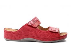 DR. BRINKMANN 700048-04 rot, klapki profilaktyczne damskie. Czerwone klapki Dr. Brinkmann, bez wzorów, ze skóry, bez obcasa, bez zapięcia. Za 319.90 zł.