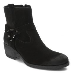 Czarne Kowbojki Armodo Stylowe Obuwie Damskie. Czarne botki Armodo, bez wzorów, z jeansu, eleganckie, bez obcasa, na obcasie, bez zapięcia. Za 329.00 zł.