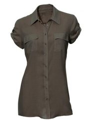 Heine Bluzka w kolorze oliwkowym rozmiar: 42. Brązowe bluzki Heine, bez wzorów, z bawełny, bez kołnierzyka, bez ramiączek. Za 113.36 zł.