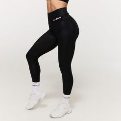 Legginsy damskie fitness z wysokim stanem Prime Black. Czarne legginsy GYMBEAM, bez wzorów, z elastanu, sportowe. Za 130.90 zł.