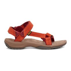 Sandały turystyczne damskie Teva Terra Fi Lite Suede. Brązowe sandały Teva, bez wzorów, sportowe, bez obcasa, bez zapięcia. Za 449.99 zł.
