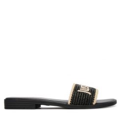 Klapki Just Cavalli. Czarne klapki Just Cavalli, bez wzorów, bez obcasa, bez zapięcia. Za 555.99 zł.