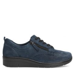 Półbuty Go Soft. Niebieskie półbuty wsuwane GO SOFT, bez wzorów, bez obcasa, na płaskiej podeszwie. Za 159.99 zł.