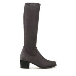 Kozaki Caprice. Szare kozaki Caprice, bez wzorów, bez obcasa, na słupku, bez zapięcia. Za 419.99 zł.