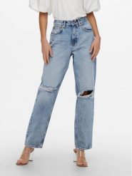 ONLY Jeansy Robyn 15250328 Niebieski Straight Fit. Niebieskie jeansy ONLY, bez wzorów, z bawełny. Za 129.99 zł.