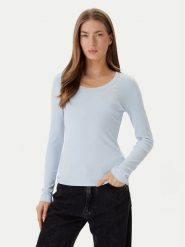 Calvin Klein Bluzka LV044D235G Błękitny Slim Fit. Niebieskie bluzki Calvin Klein, xs, bez wzorów, bez kołnierzyka, bez ramiączek. Za 329.99 zł.