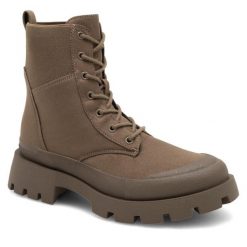 Botki JENNY. Brązowe botki Jenny, bez wzorów, bez obcasa, na płaskiej podeszwie, bez zapięcia. Za 89.99 zł.